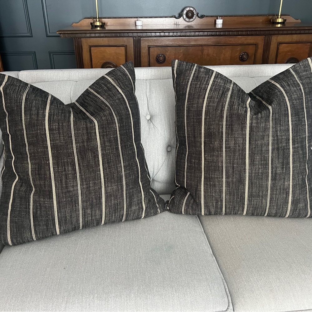Striped Black and Cream Throw Pillows